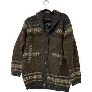 Eddie Bauer Women Sweater XS Brown Nanaimo Handknit Cardigan Mohair wool Vintage